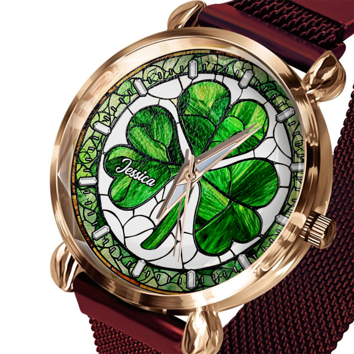 Shamrock St Patrick - Personalisierte irische Damenuhr