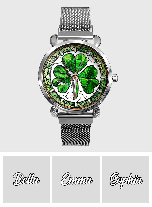 Shamrock St Patrick - Personalisierte irische Damenuhr