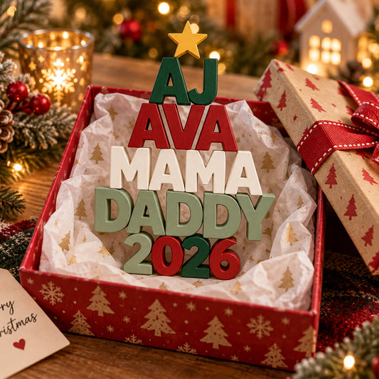 Family Name Christmas Tree - Personalized Family 2-Side Printed Acrylic Plaque