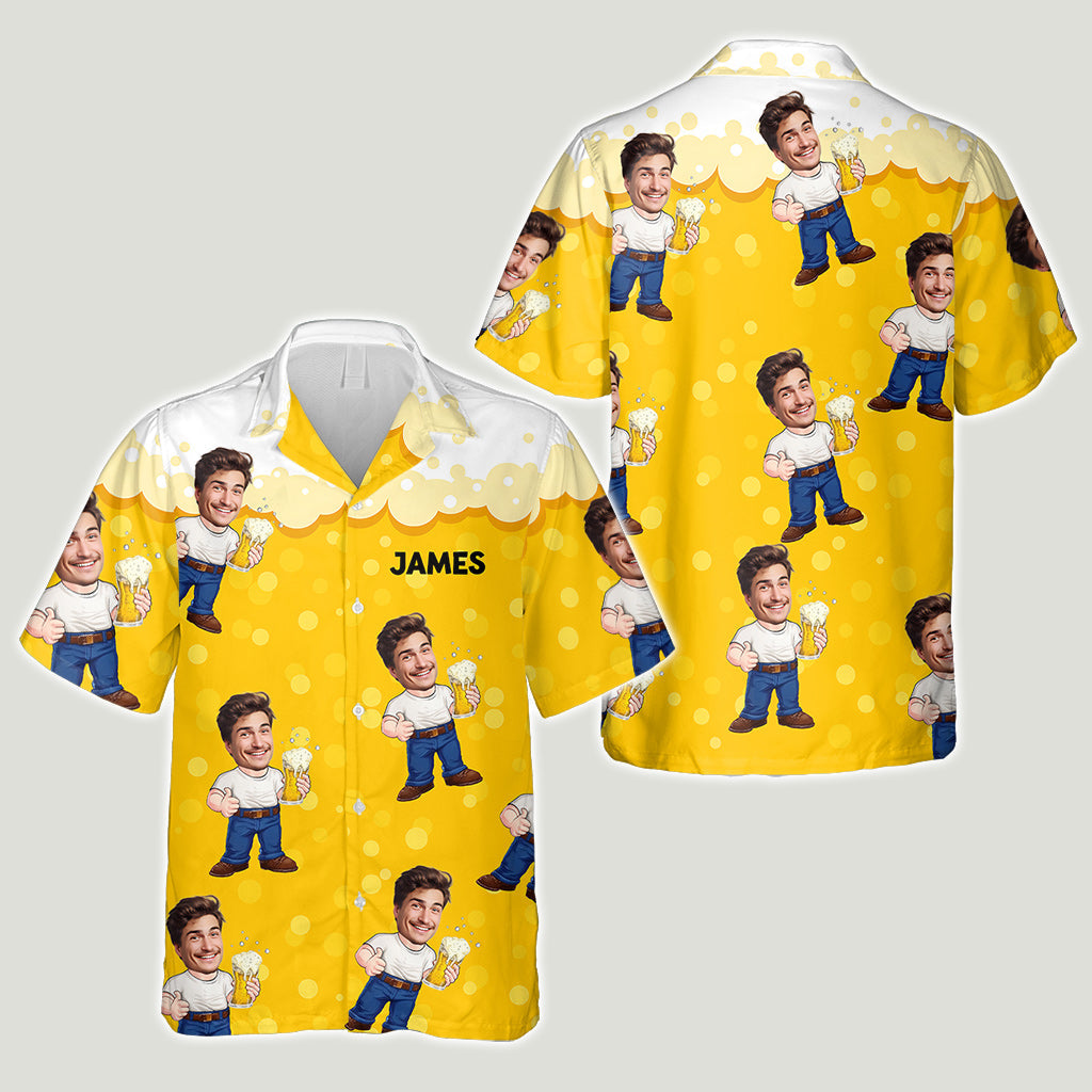 Lustige Bier-Karikatur eines Mannes – personalisiertes Bier-Hawaiihemd
