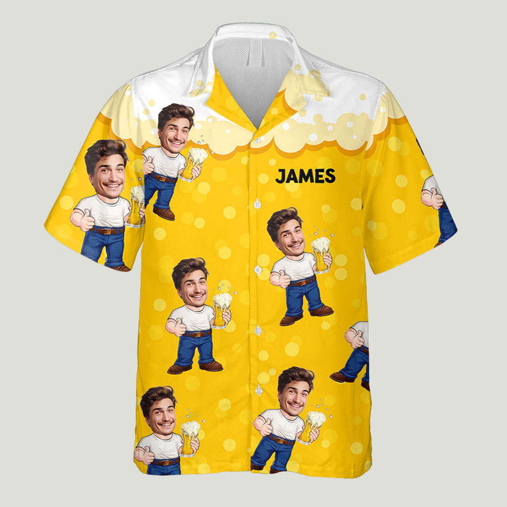 Lustige Bier-Karikatur eines Mannes – personalisiertes Bier-Hawaiihemd