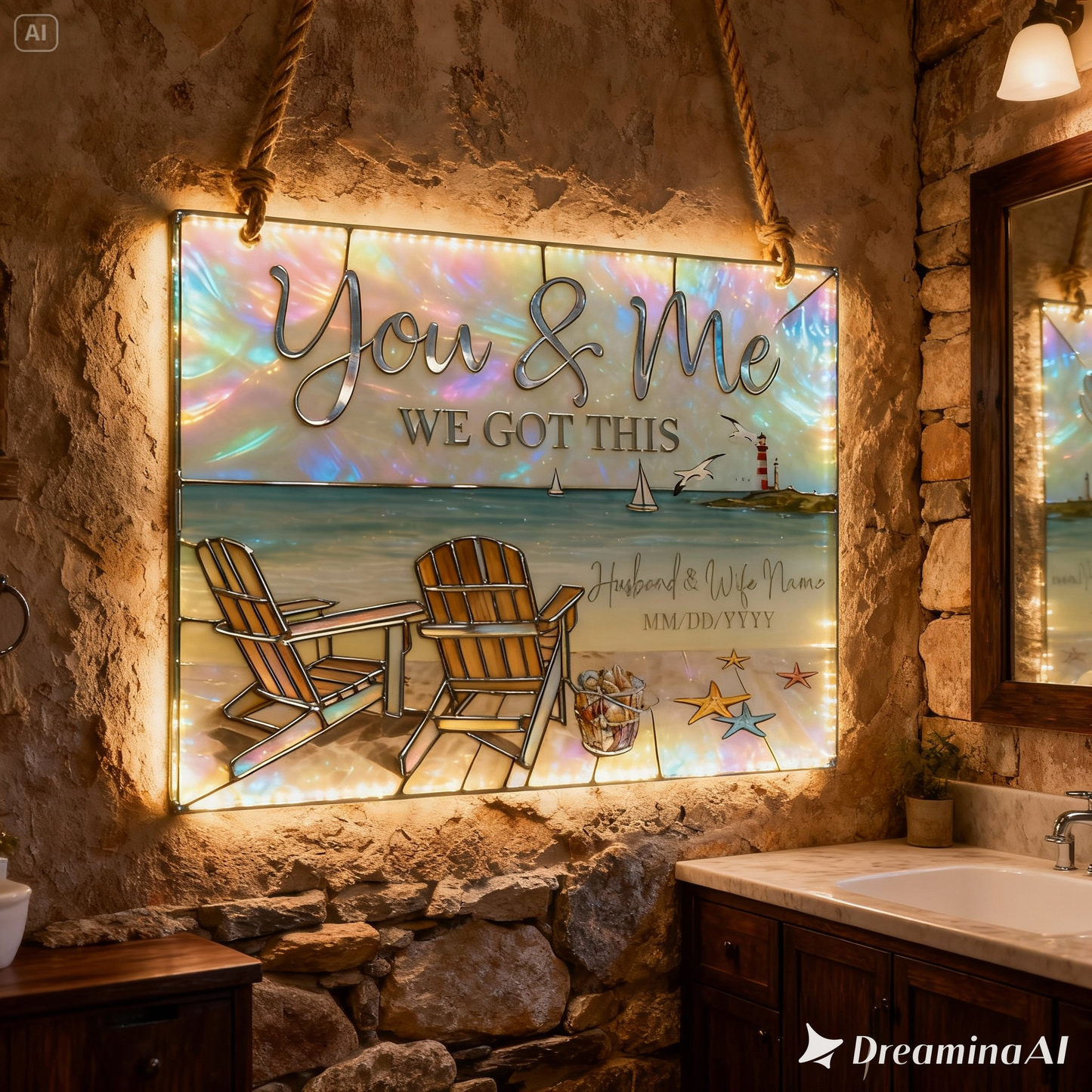 Wir schaffen das – Personalisiertes LED-Licht-Acryl-Schild für Paare