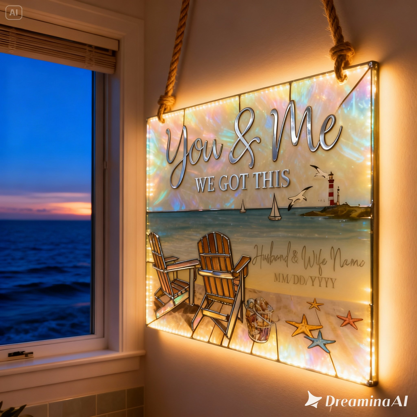 Wir schaffen das – Personalisiertes LED-Licht-Acryl-Schild für Paare