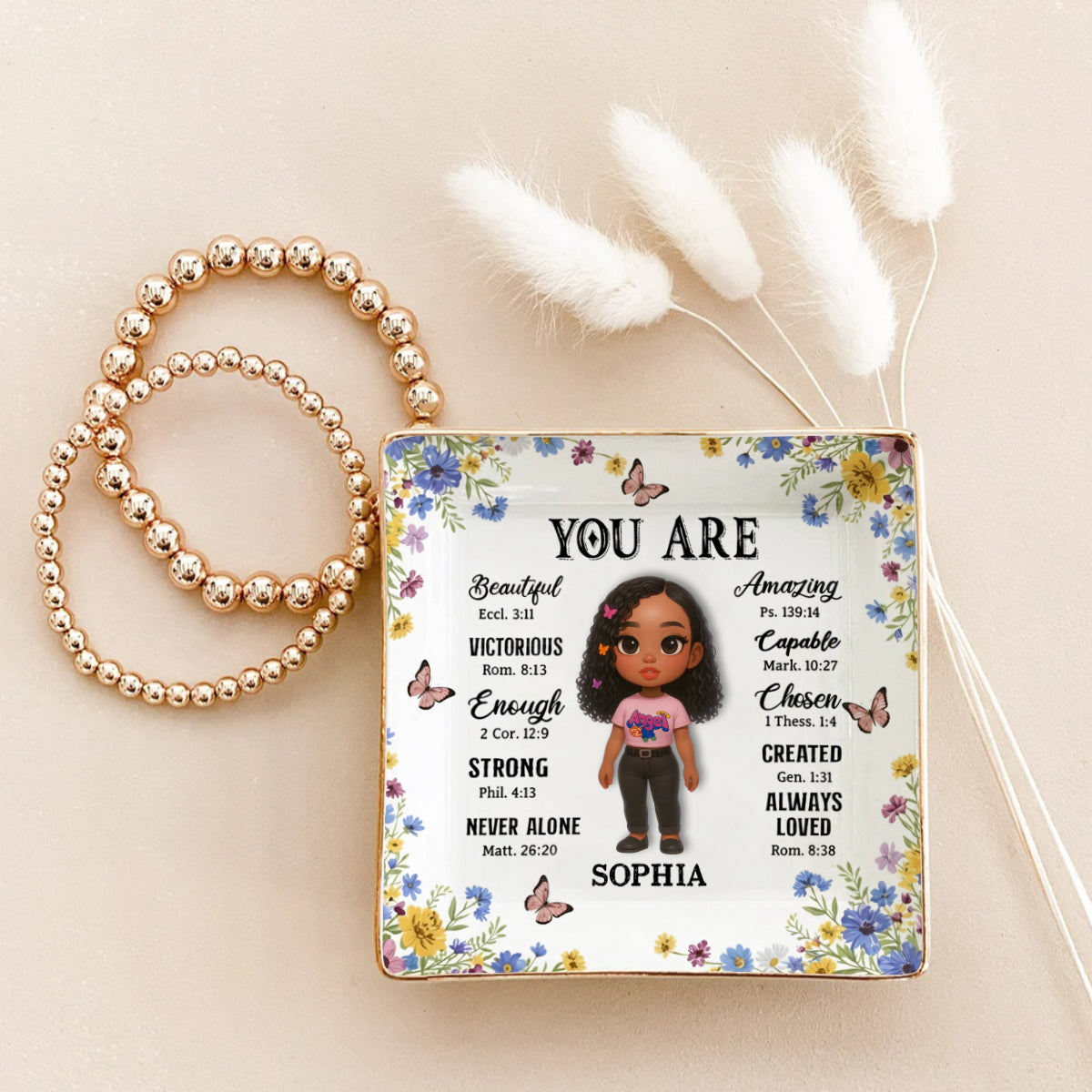 Gott sagt, du bist es – Personalisierte christliche Schmuckschale mit Volldruck