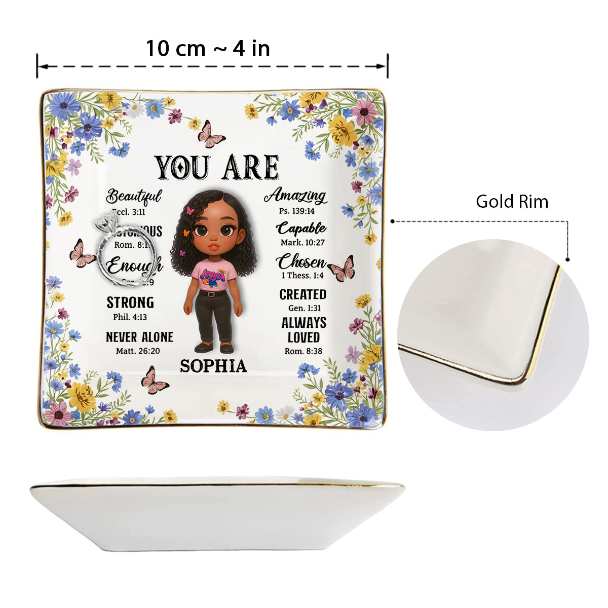 Gott sagt, du bist es – Personalisierte christliche Schmuckschale mit Volldruck