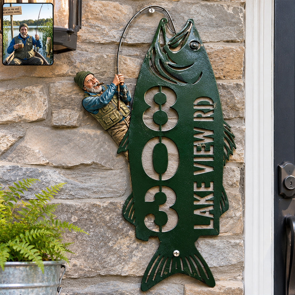 The Fisherman's Hideout - Personalized Fishing 3D Printed Cut Metal Sign