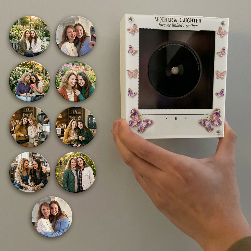 Mother And Daughter Love - Personalized Mother Rotating Music Magnet With Light