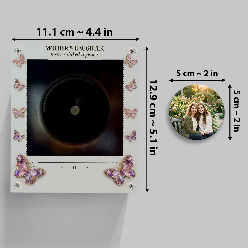 Mother And Daughter Love - Personalized Mother Rotating Music Magnet With Light
