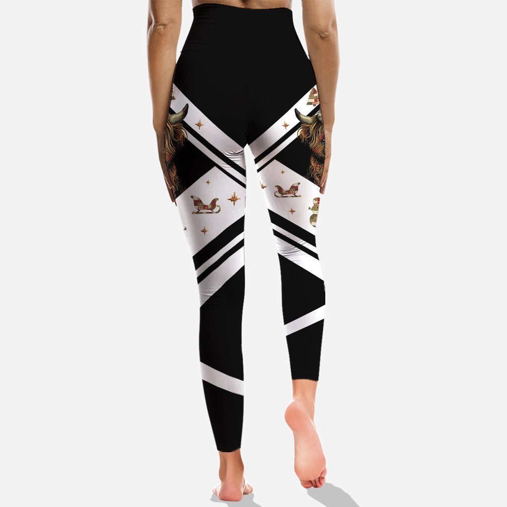 Niedliches Hochlandrind – Personalisierter Hoodie und Leggings mit Hochlandrind-Motiv