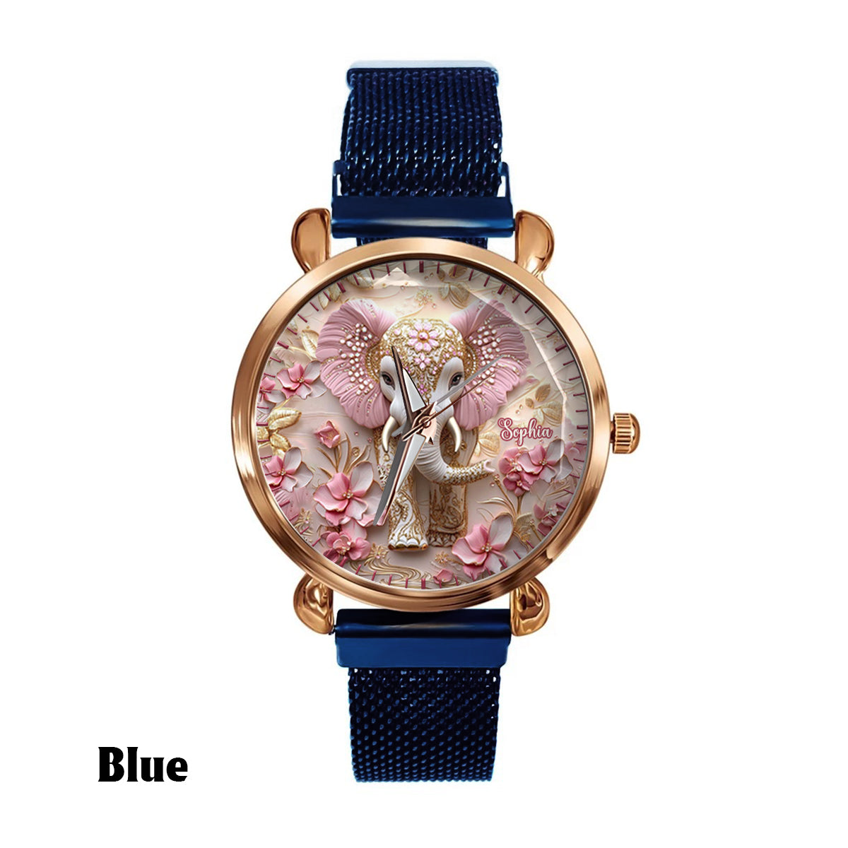 Pink Glowing Elephant - Personalized Elephant Women Hand Watch
