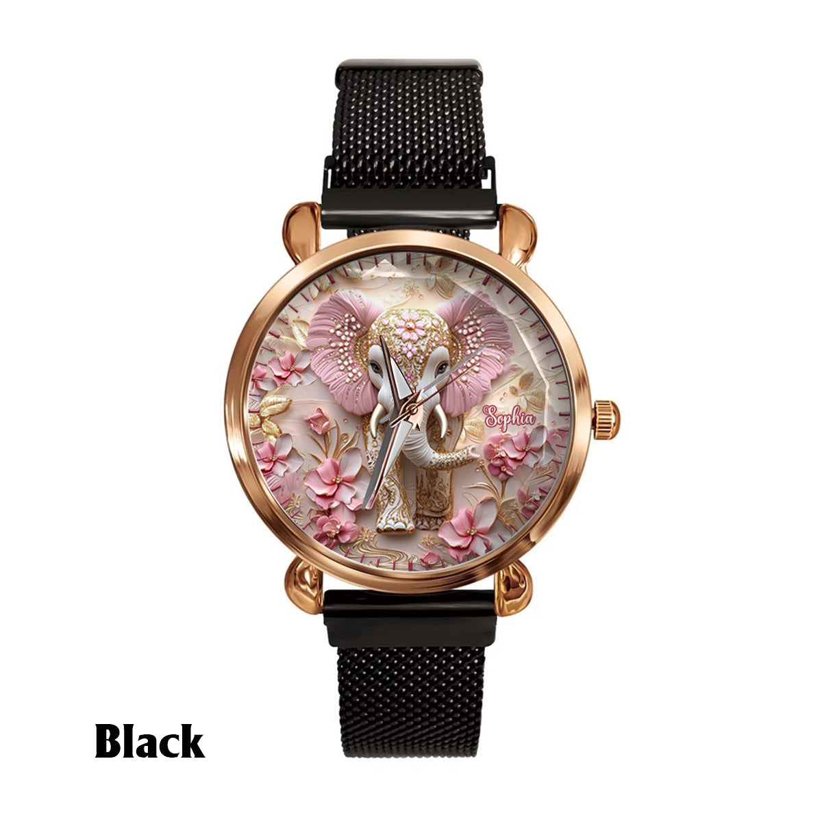 Pink Glowing Elephant - Personalized Elephant Women Hand Watch