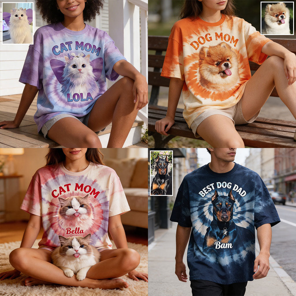 Tie-Dye Stil Shirt für Hundebesitzer - Personalisiertes Hundeshirt