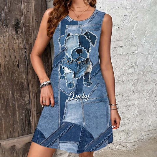 Cute Bulldog - Personalized Bulldog Sleeveless Dress