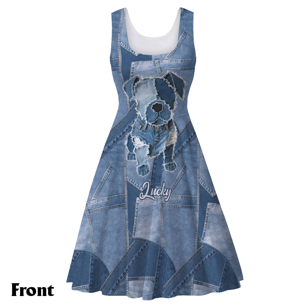 Cute Bulldog - Personalized Bulldog Sleeveless Dress