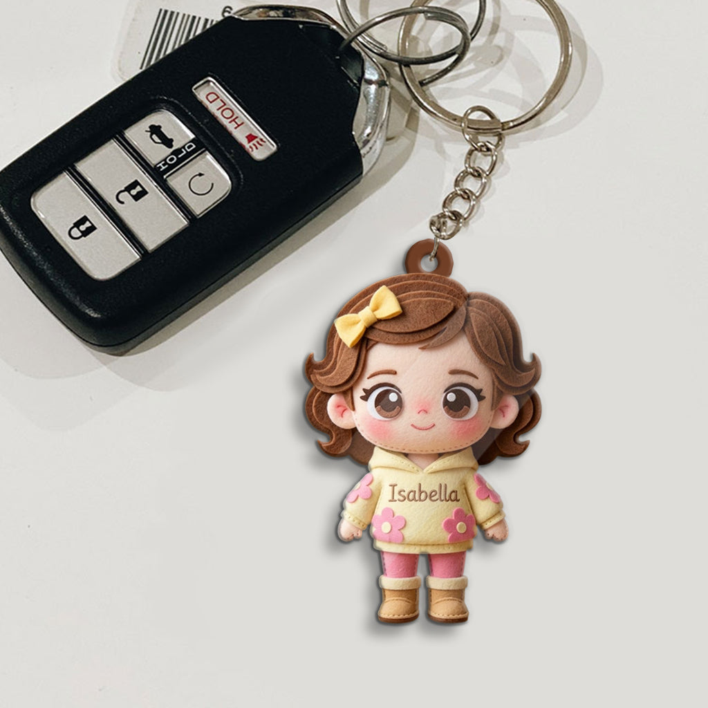 Custom Cute Felt Fabric Styled Doll, Custom From Any Photo - Personalized Kid Keychain