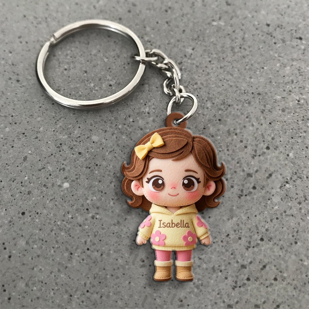 Custom Cute Felt Fabric Styled Doll, Custom From Any Photo - Personalized Kid Keychain