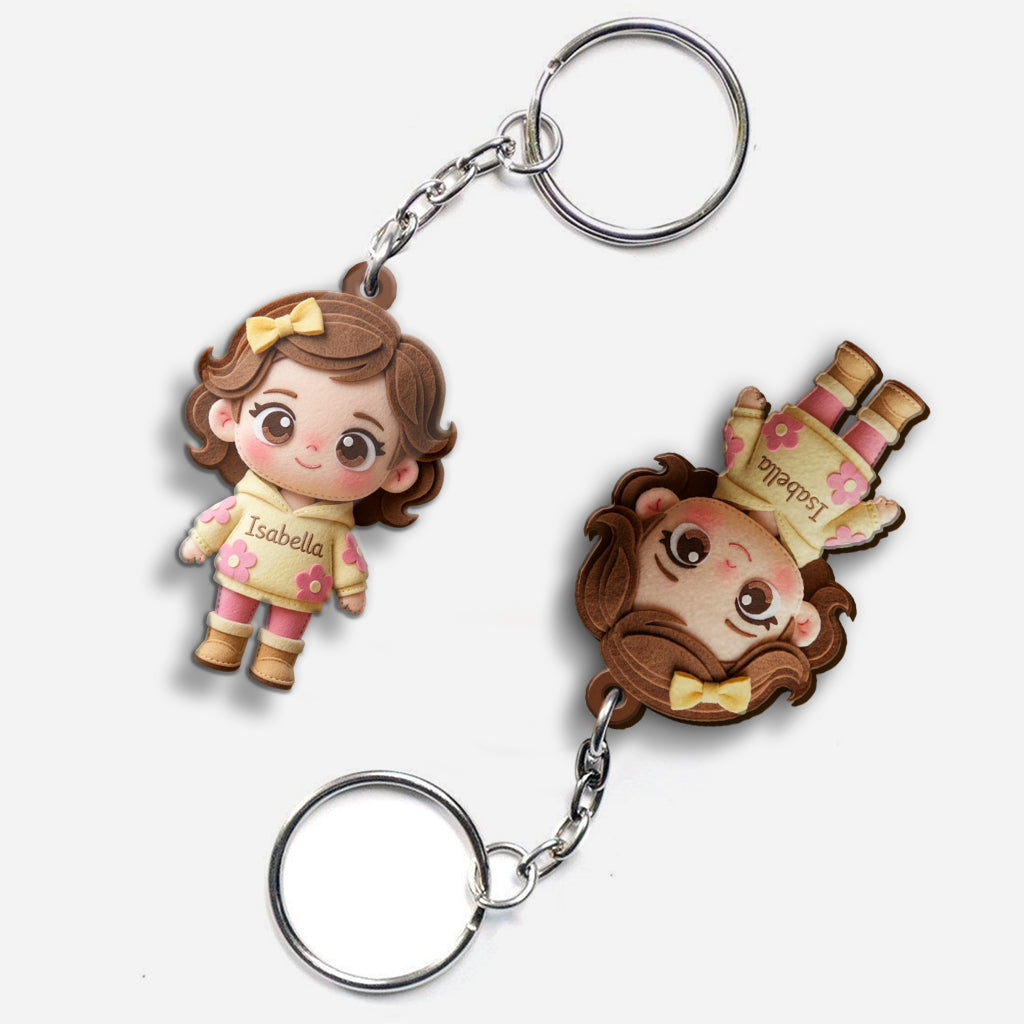 Custom Cute Felt Fabric Styled Doll, Custom From Any Photo - Personalized Kid Keychain