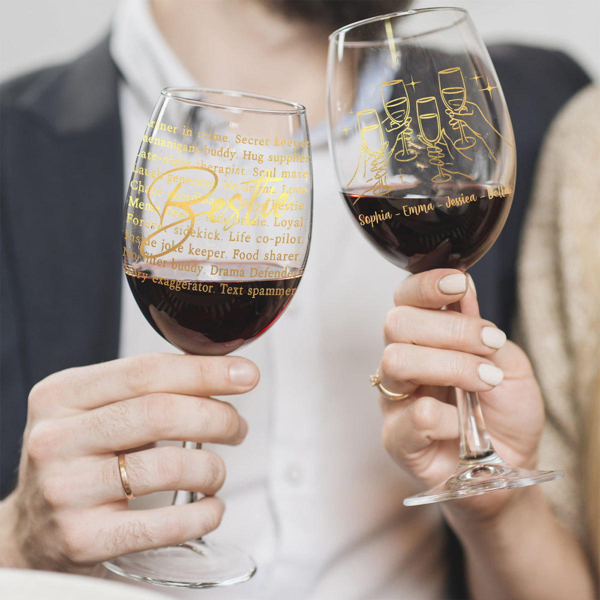 Beste Freundin, Komplizin – Personalisiertes Weinglas für die beste Freundin mit langem Stiel