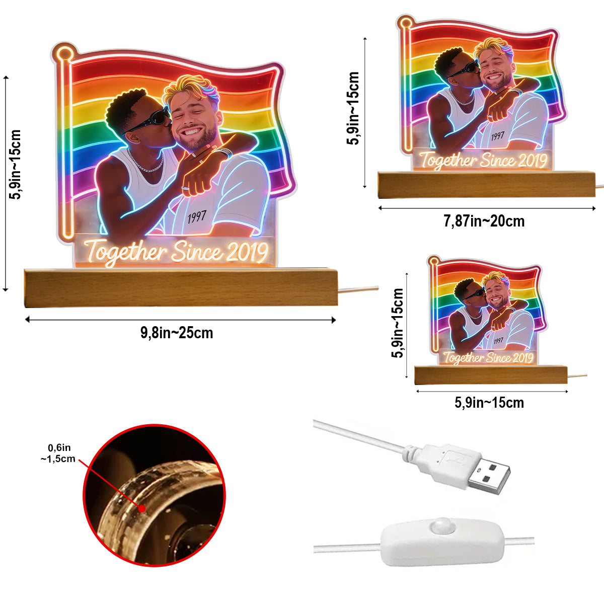 Personalisierte Foto - LGBT Unterstützung LED Nachtlicht