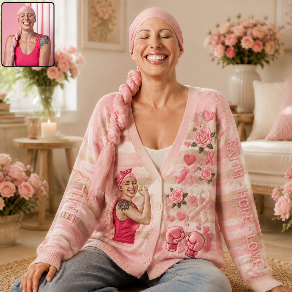 Im Oktober tragen wir Pink - Personalisierter Cardigan für Brustkrebsbewusstsein