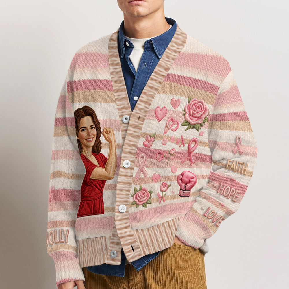 Im Oktober tragen wir Pink - Personalisierter Cardigan für Brustkrebsbewusstsein