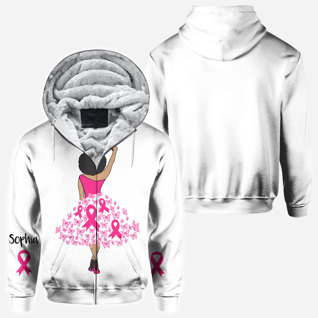 Black Woman Strength Pink Ribbon - Personalized Breast Cancer Awareness All Over Shirt