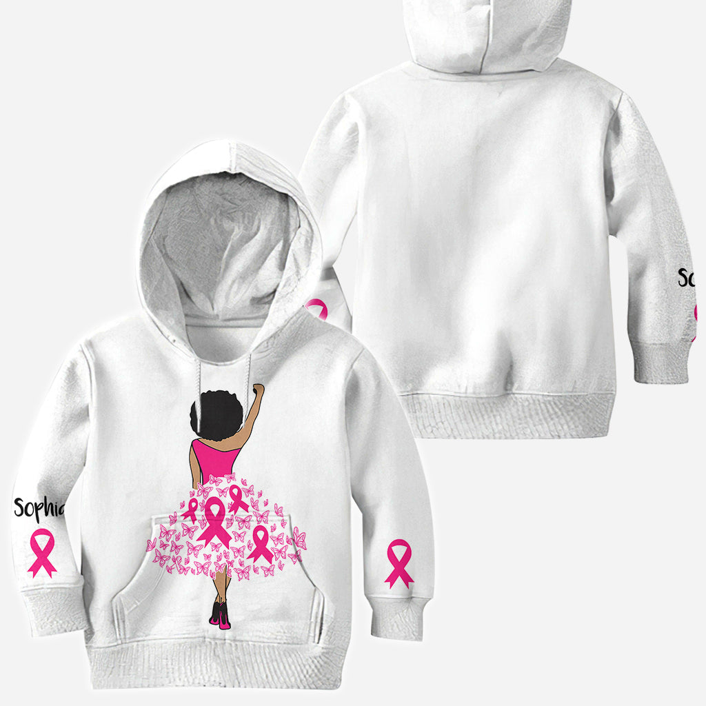 Black Woman Strength Pink Ribbon - Personalized Breast Cancer Awareness All Over Shirt