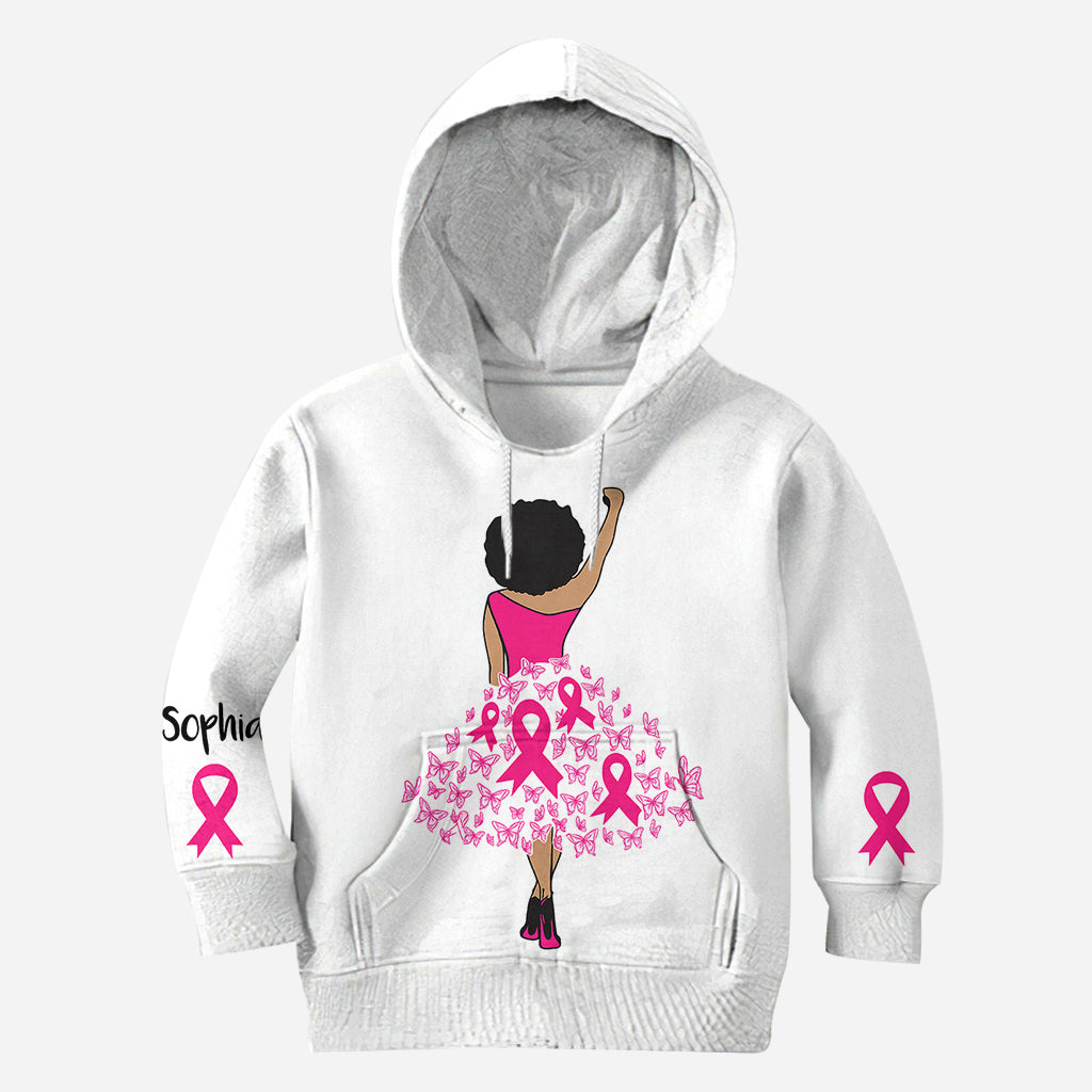 Black Woman Strength Pink Ribbon - Personalized Breast Cancer Awareness All Over Shirt