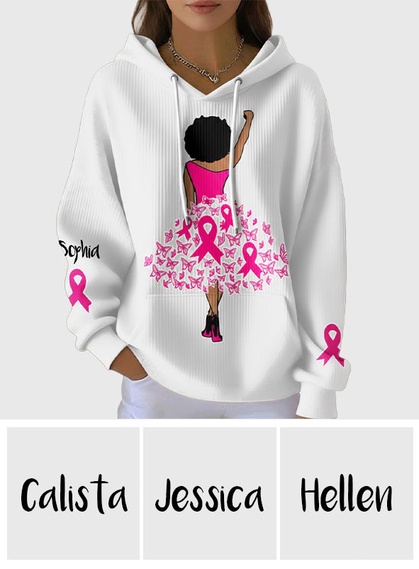 Black Woman Strength Pink Ribbon - Personalized Breast Cancer Awareness All Over Shirt