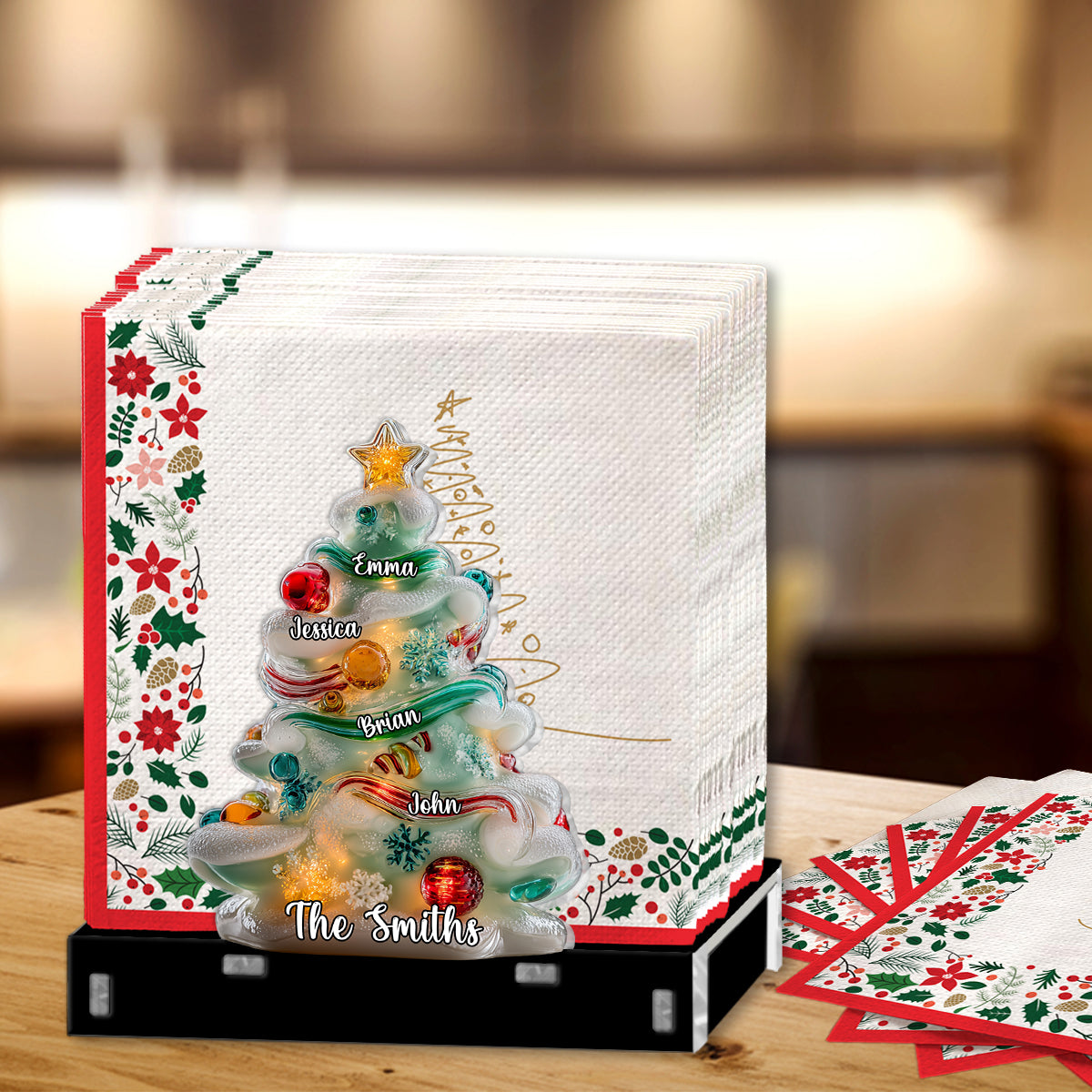 Frohe Weihnachten – Personalisierter Papierhandtuchhalter für die ganze Familie