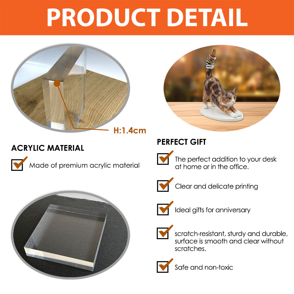Individueller Schmuckhalter für Katzenliebhaber, personalisierbar mit jedem Foto – Personalisierter Acryl-Ringhalter in Katzenform