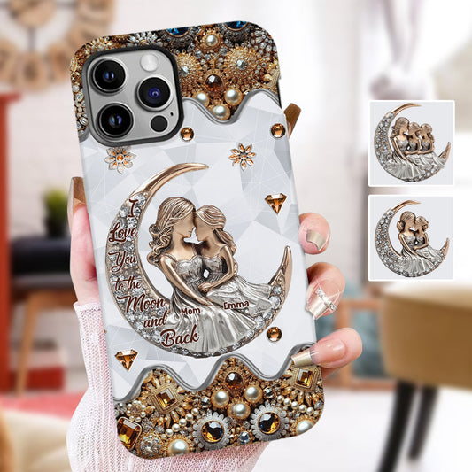 Ich liebe dich bis zum Mond und zurück – Personalisierte Handyhülle mit Muttermotiv