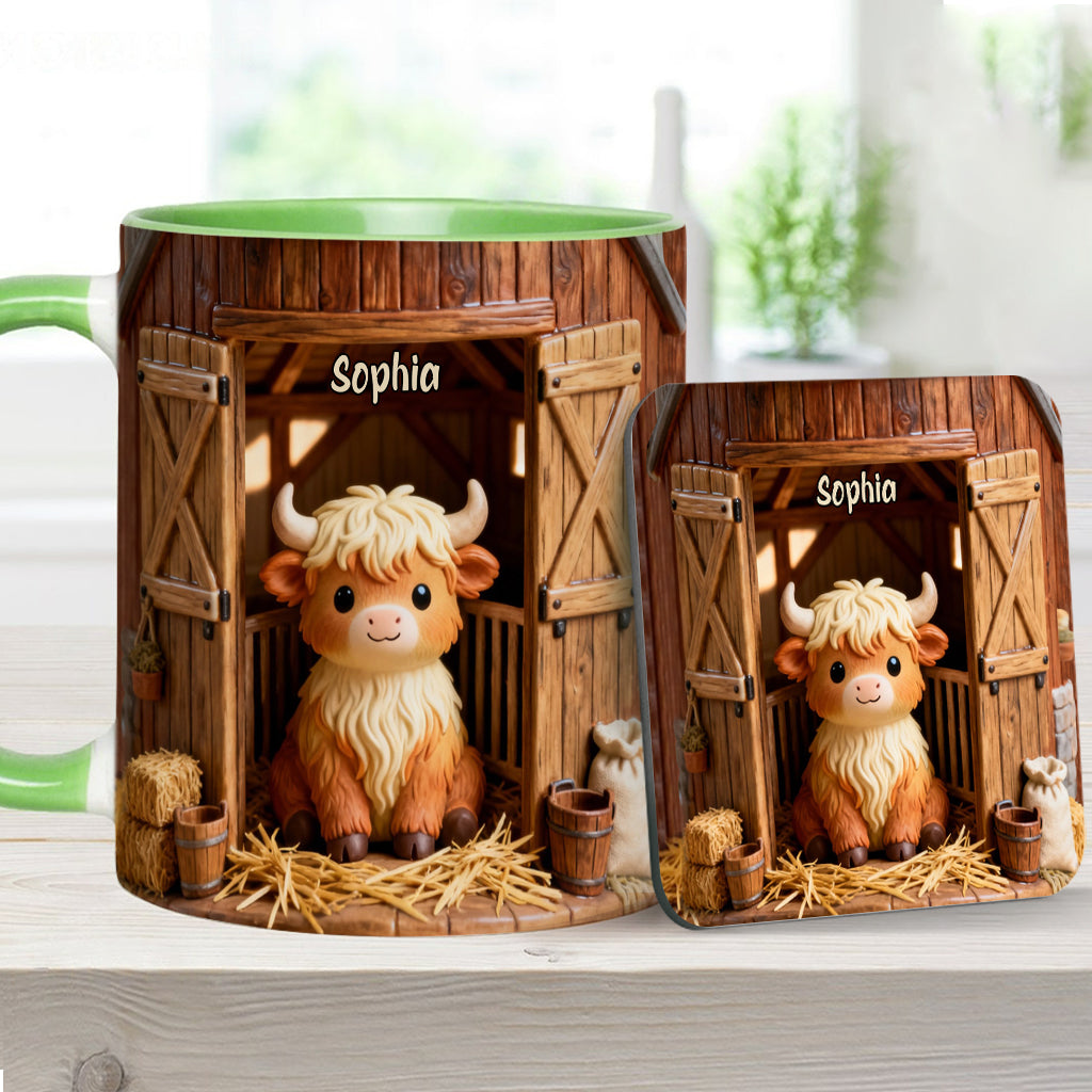 Niedliche Kuh - Personalisierte Tasse mit Hochlandrind-Motiv