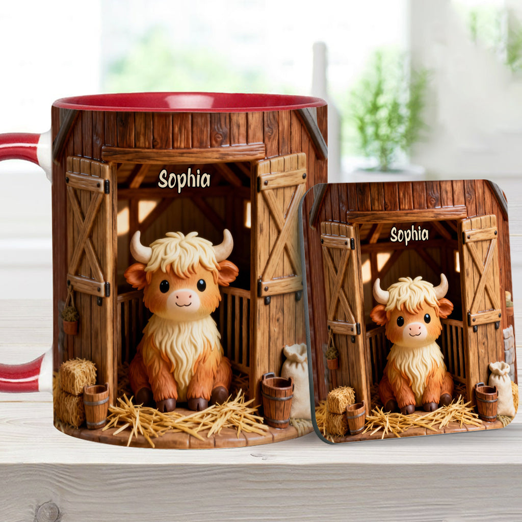 Niedliche Kuh - Personalisierte Tasse mit Hochlandrind-Motiv