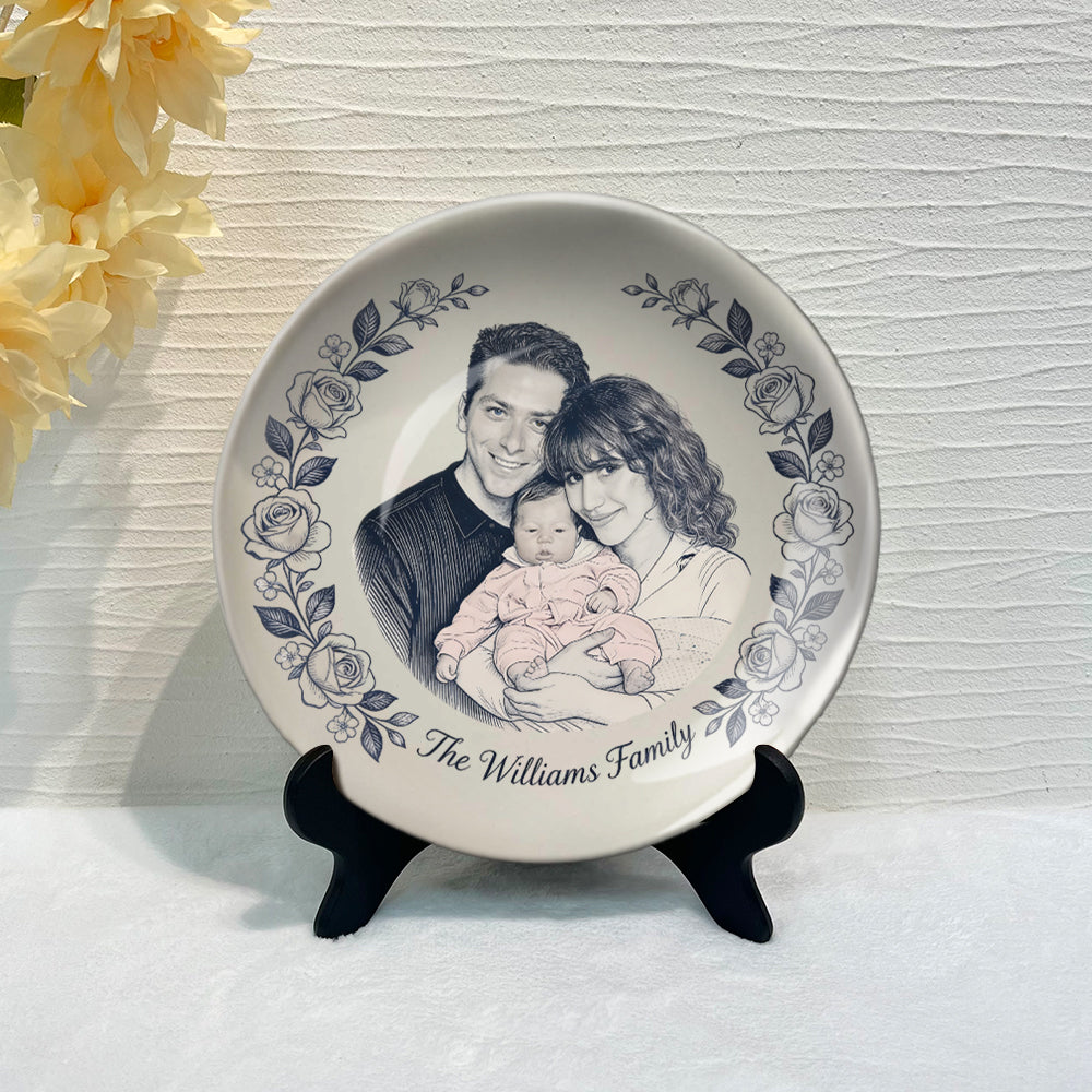 Custom Any Photo - Love My Family - Personalized Family Ceramic Round Plate