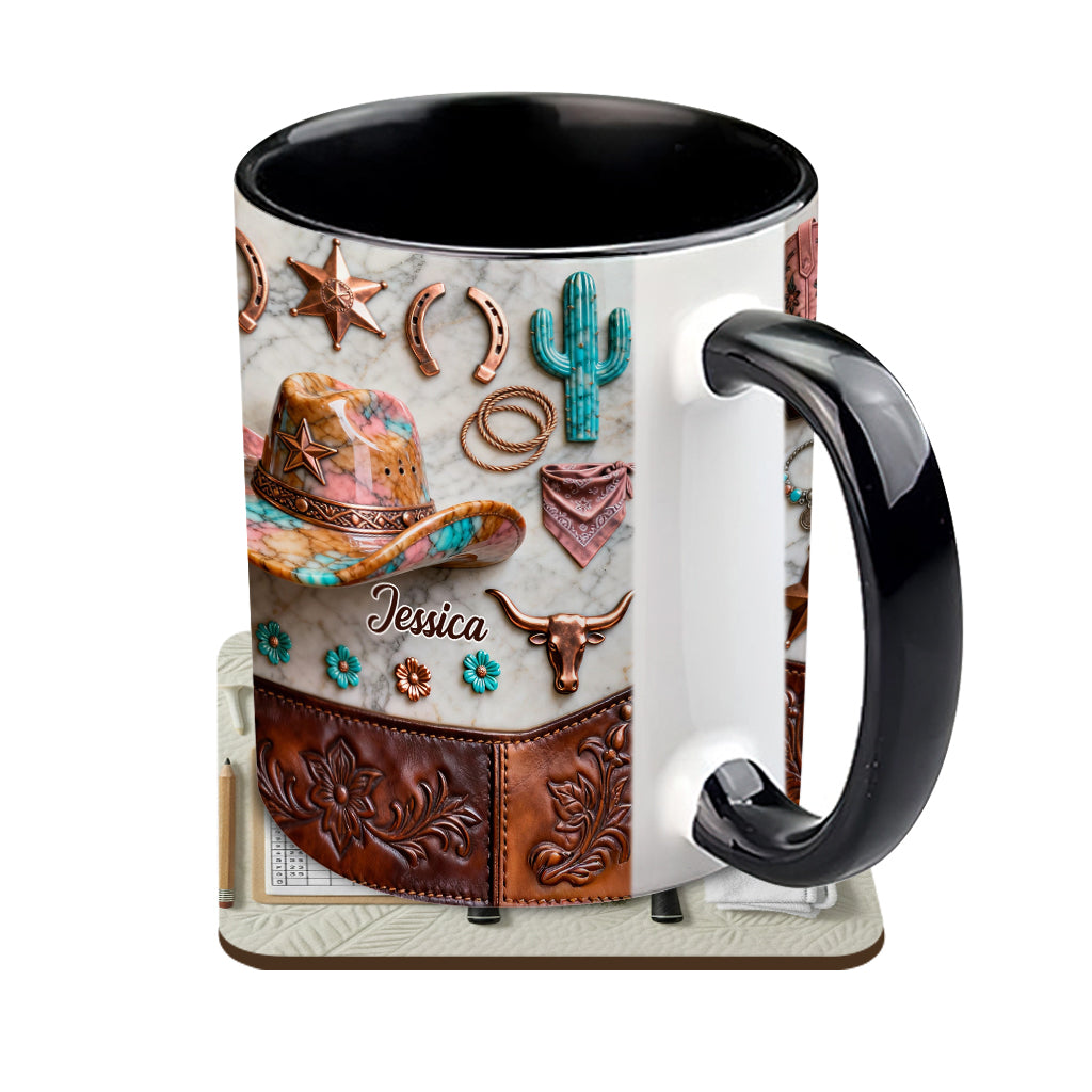 Strong Cowgirl - Personalized Cowgirl Accent Mug & Coaster