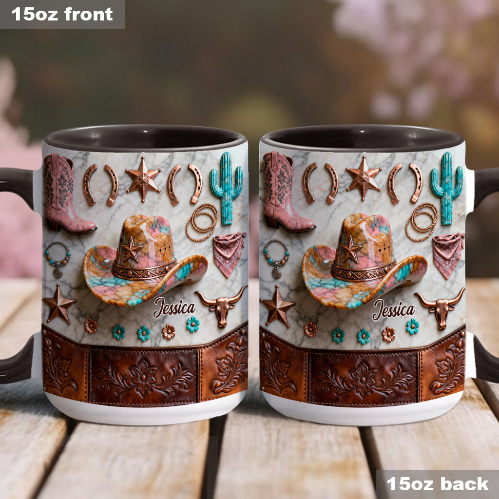 Strong Cowgirl - Personalized Cowgirl Accent Mug & Coaster