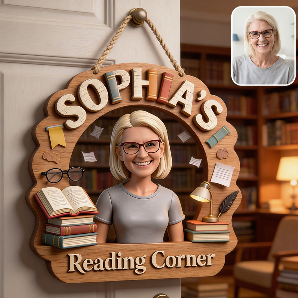 Reading Corner - Personalized Book Custom Shaped Wood Sign