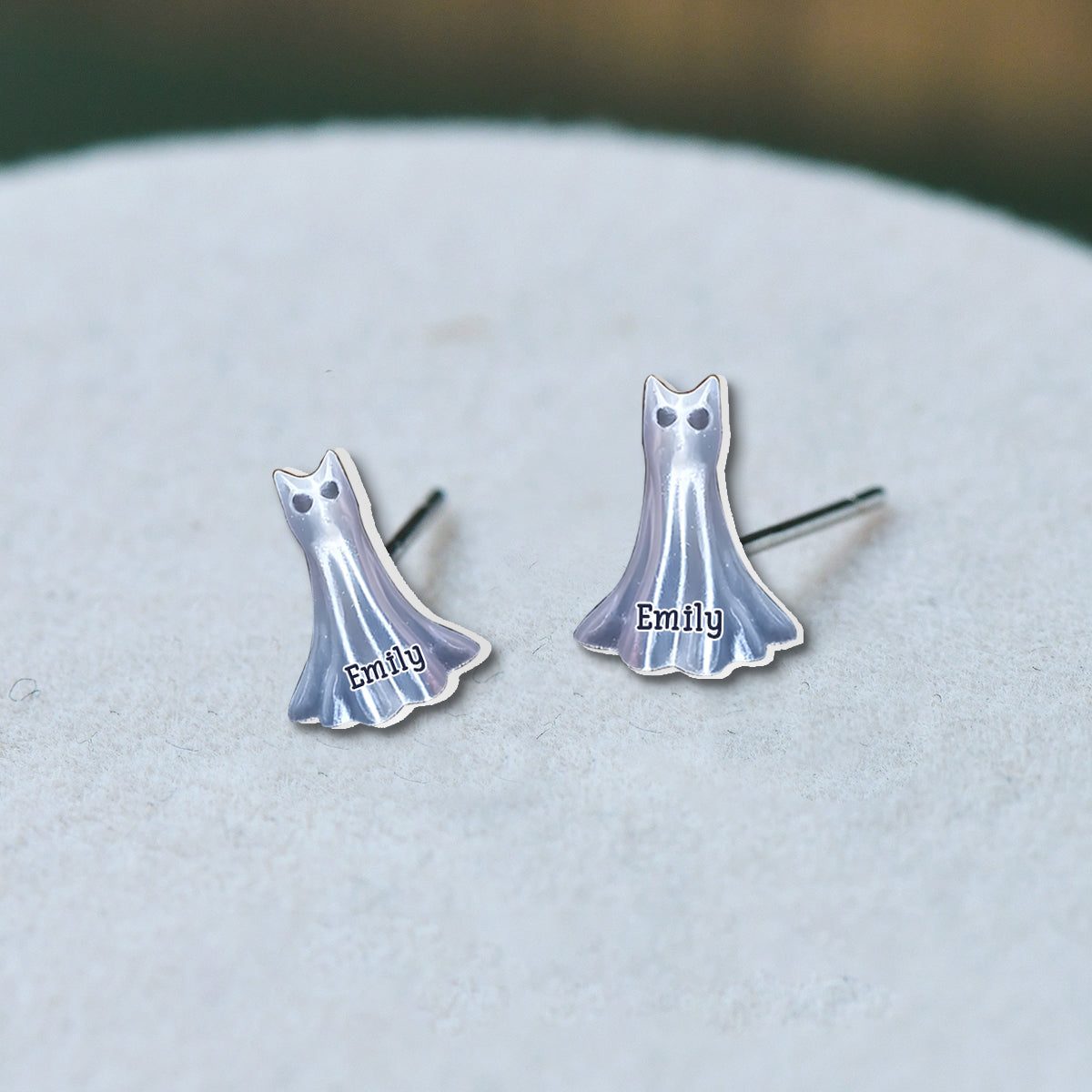 Gruselig-süße Katze – personalisierte Halloween-Ohrstecker