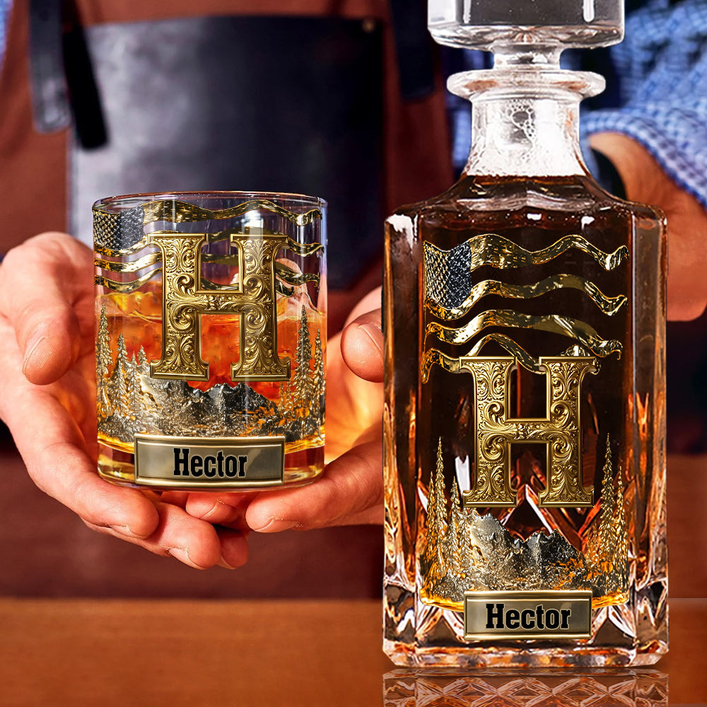 Anfangsbuchstabe für Whisky- und Bourbon-Liebhaber – personalisiertes Whiskyglas