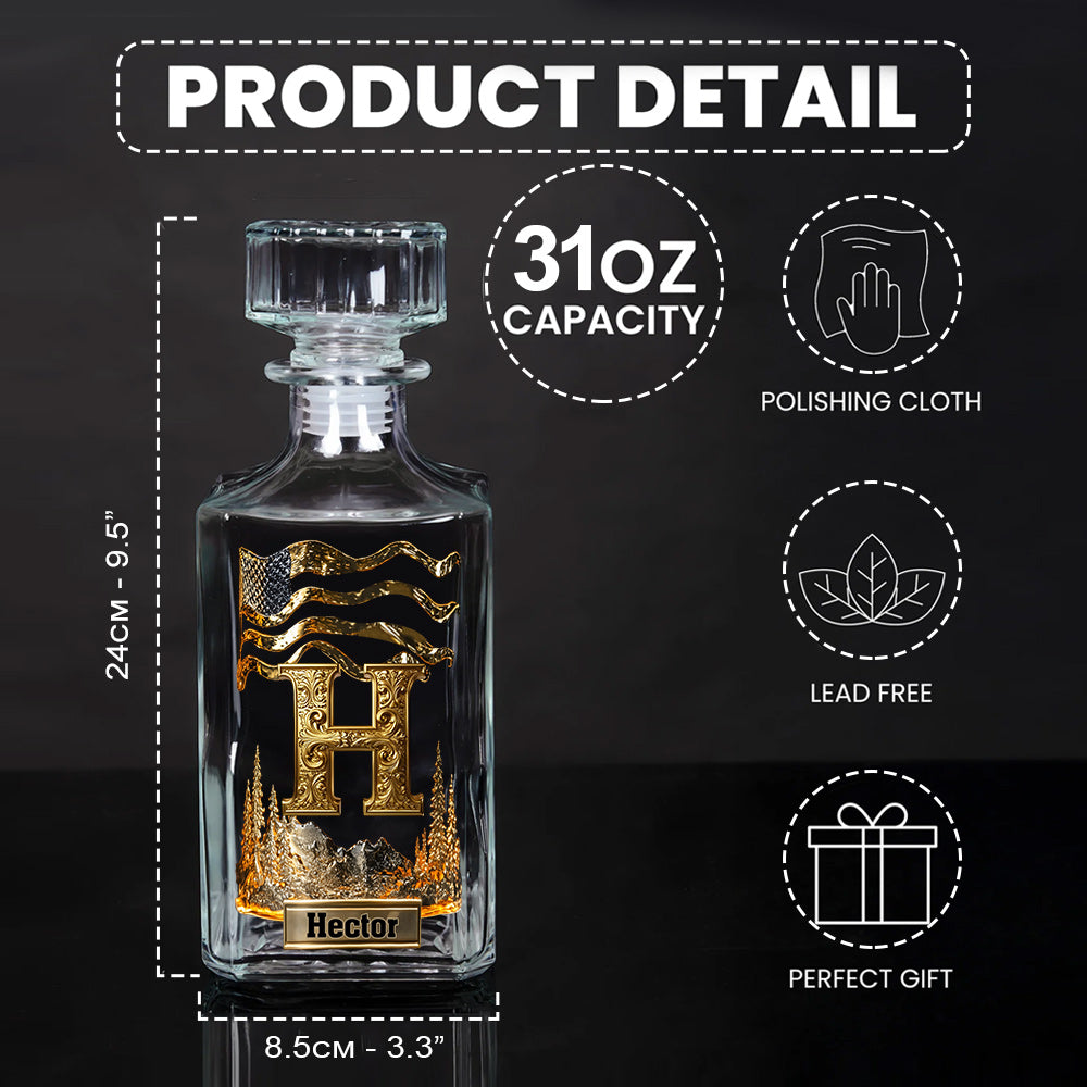 Alphabet Initial For Whiskey, Bourbon... Lovers - Personalized Whisky Whiskey Decanter Set