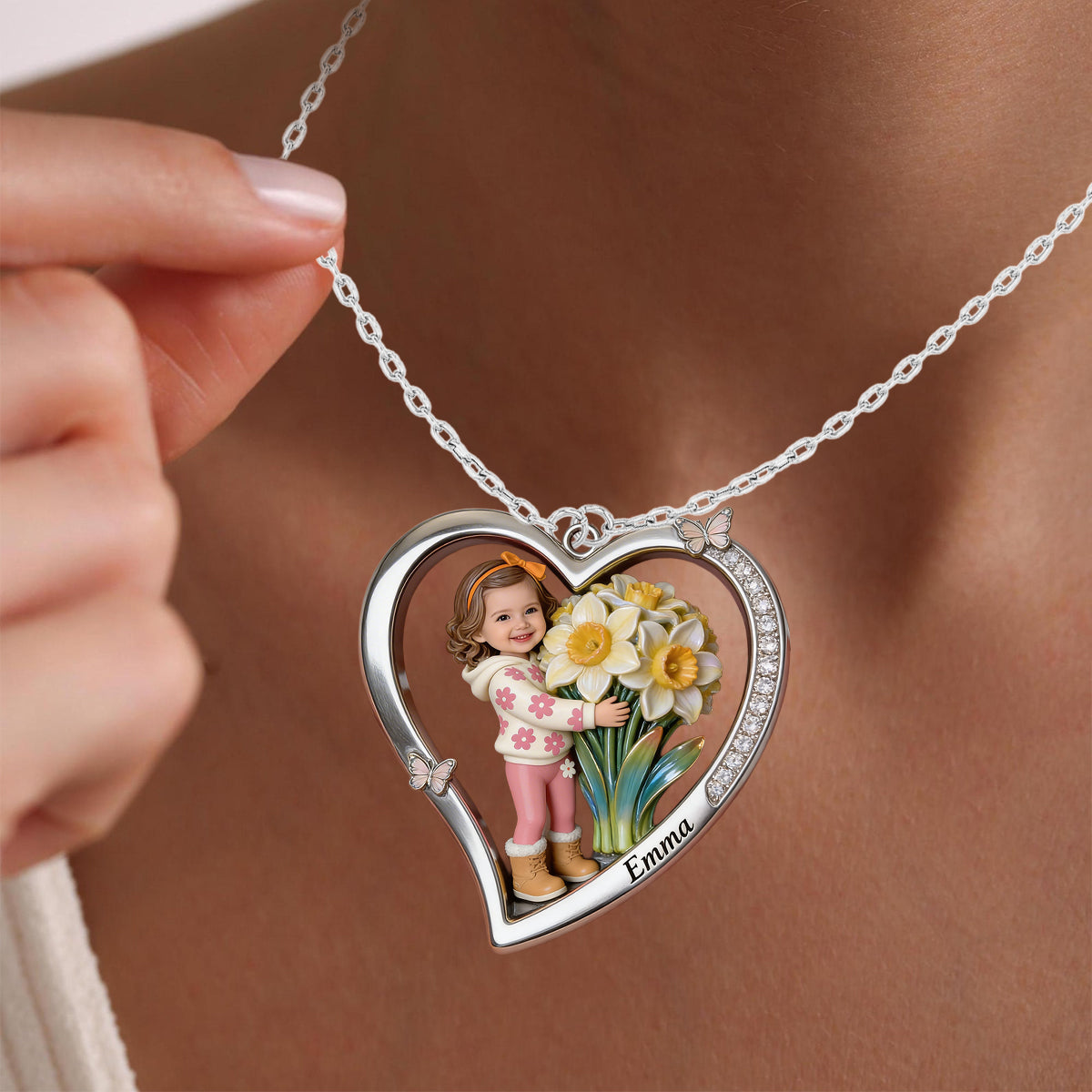 Custom Any Photo - Personalized Kid Shaped Metal Pendant Necklace