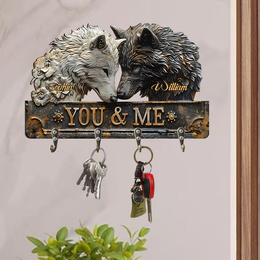 You & Me - Personalized Wolf Custom Shaped Key Rack