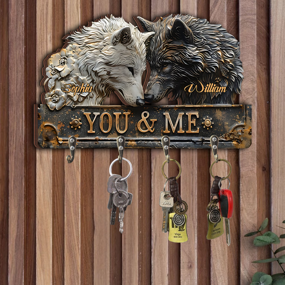 Du & Ich – Personalisierter Schlüsselhalter in Wolfsform