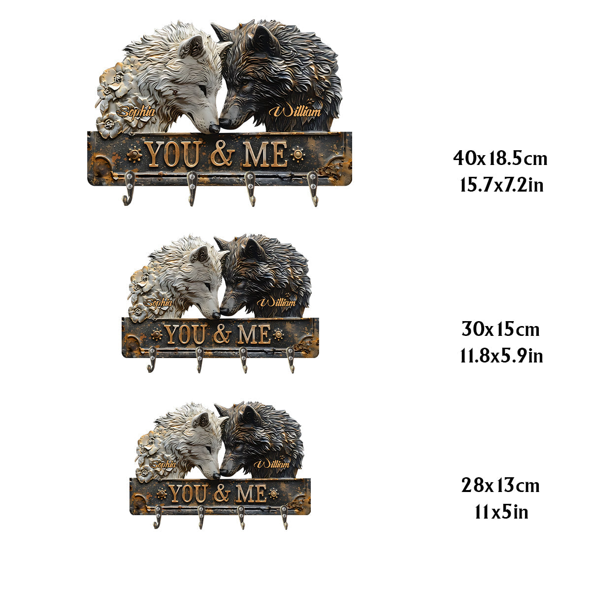 Du & Ich – Personalisierter Schlüsselhalter in Wolfsform