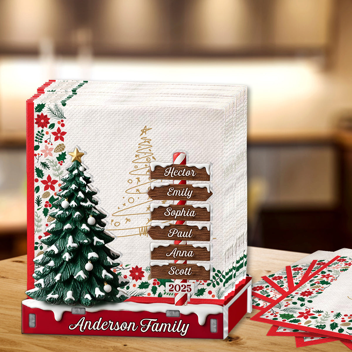 Weihnachtsgeschenk für die Familie – personalisierter Papierhandtuchhalter für die Familie