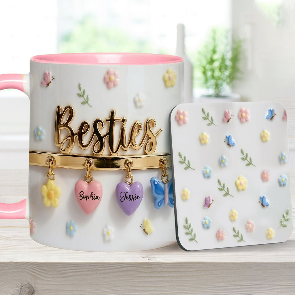 Ich wünschte, wir würden näher beieinander wohnen – das perfekte Geschenk für beste Freundinnen – personalisierte Tasse und Untersetzer mit Freundinnen-Akzent