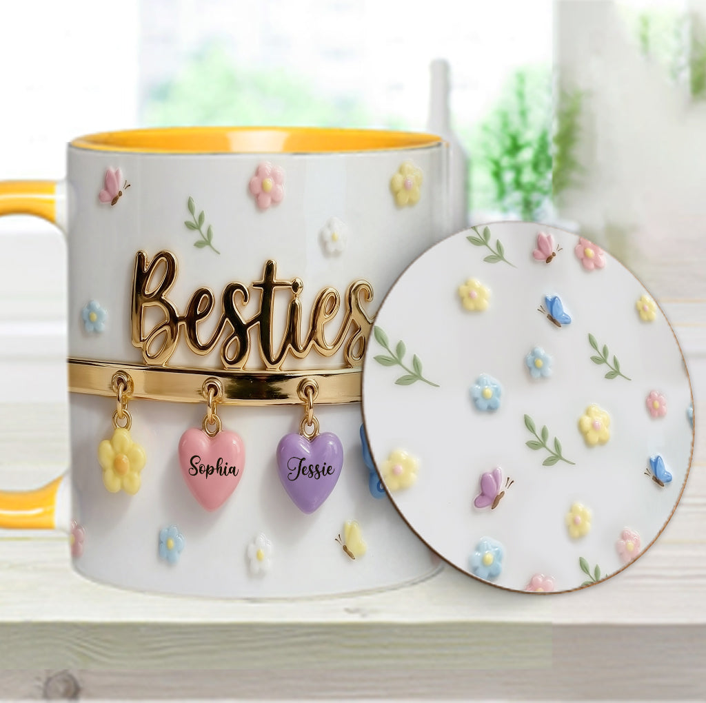 Ich wünschte, wir würden näher beieinander wohnen – das perfekte Geschenk für beste Freundinnen – personalisierte Tasse und Untersetzer mit Freundinnen-Akzent