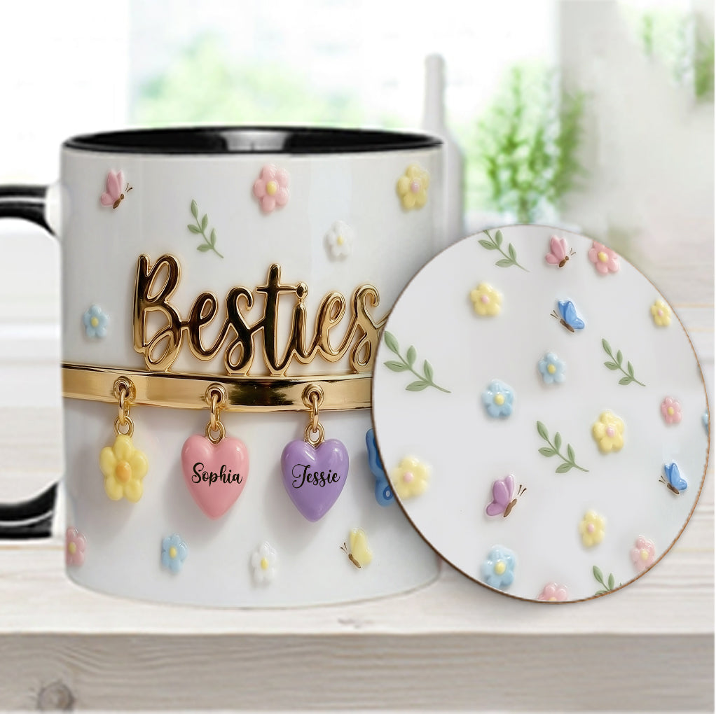 Ich wünschte, wir würden näher beieinander wohnen – das perfekte Geschenk für beste Freundinnen – personalisierte Tasse und Untersetzer mit Freundinnen-Akzent