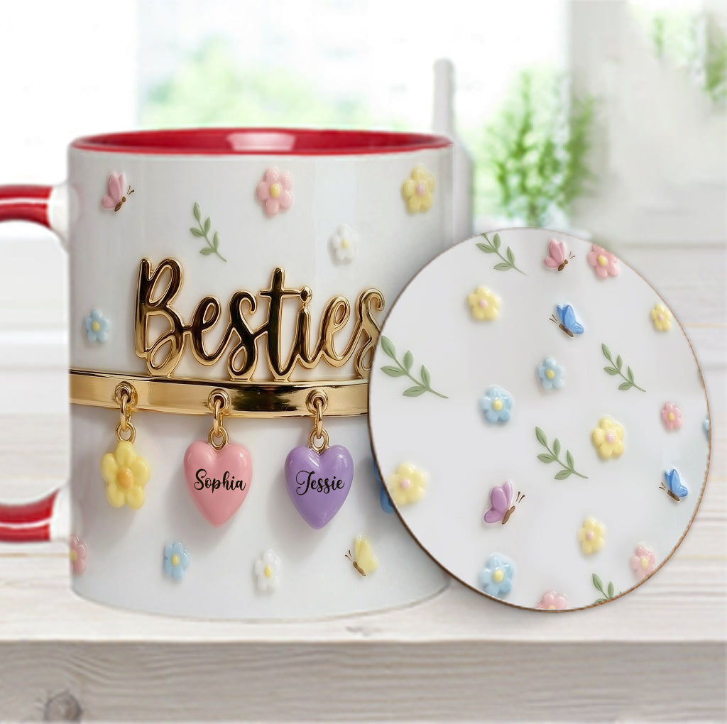 Ich wünschte, wir würden näher beieinander wohnen – das perfekte Geschenk für beste Freundinnen – personalisierte Tasse und Untersetzer mit Freundinnen-Akzent
